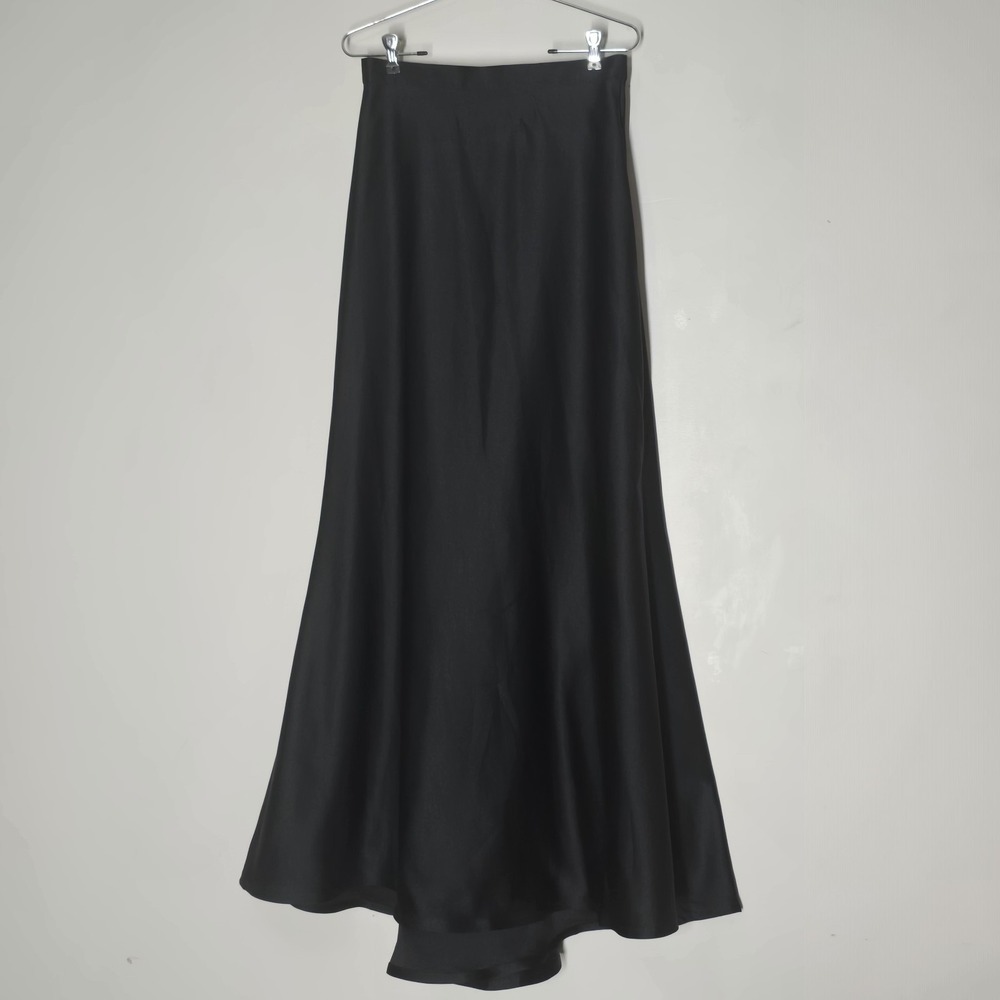 Tadashi Collection Size 10 Black Satin Maxi Skirt Long Formal Evening Flared